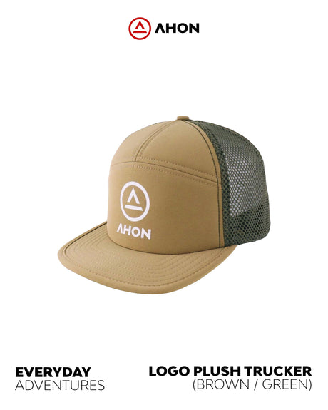 Logo Plush Trucker Cap (brown / green) - Ahon.ph